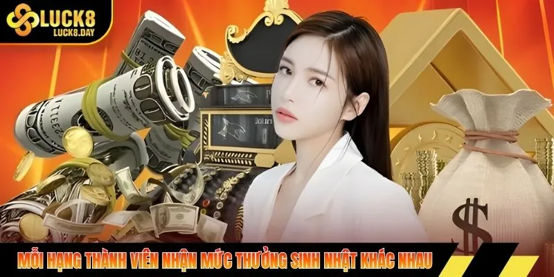 Mỗi hạng thành viên nhận mức thưởng sinh nhật khác nhau